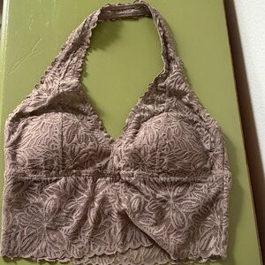 Aerie Lace Bralette in Tan size medium